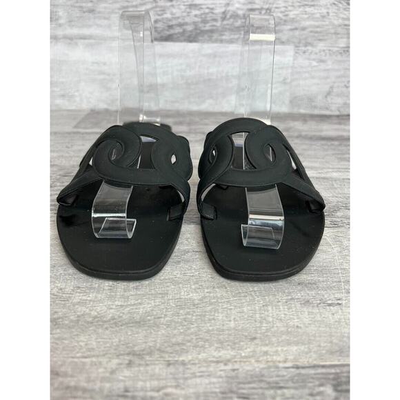 She & In Womens Black Open-Toe Slide Sandals Size 8 - Picture 2 of 8
